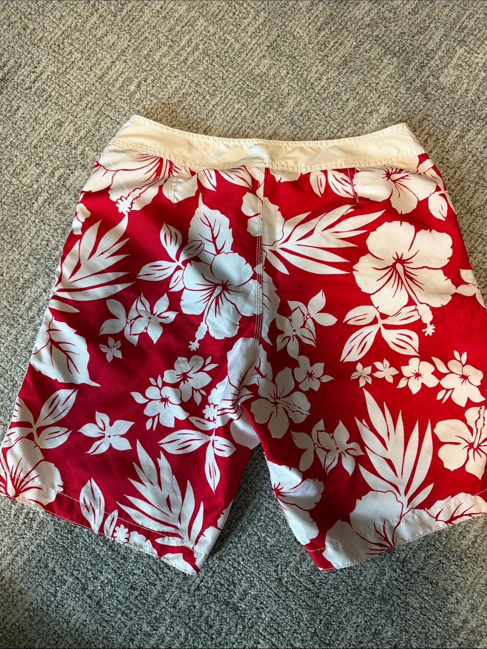 Men's Old Navy Red and White Floral Board Shorts - Picture 3 of 4
